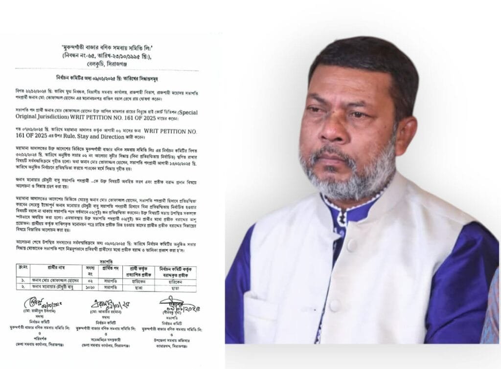 মুকুন্দগাঁতী বাজার বণিক সমিতির নির্বাচনে প্রার্থীতা ফিরে পেলেন হাজী তোফাজ্জল হোসেন