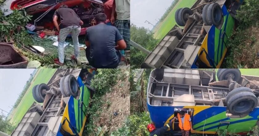যশোর-বেনাপোল মহাসড়কে ভয়াবহ বাস দুর্ঘটনা