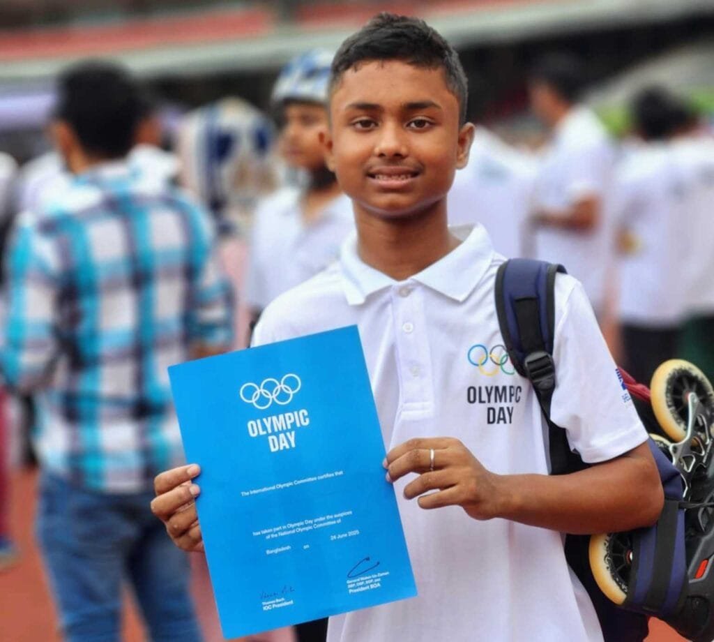 অলিম্পিক ডে-তে অংশ নিল মাদ্রাসা শিক্ষার্থী স্কেটার রাসেল