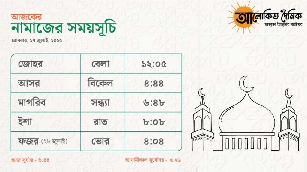 নামাজের সময়সূচি_২৭ জুলাই ২০২৫