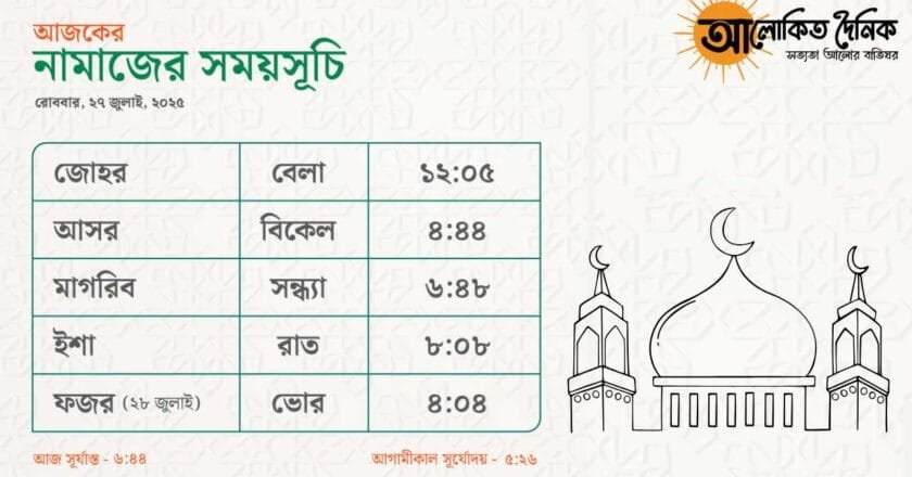 নামাজের সময়সূচি_২৭ জুলাই ২০২৫