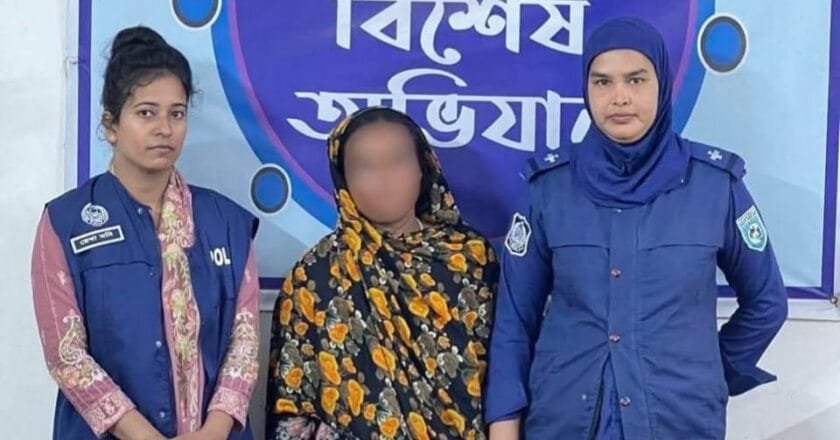 মাদকবিরোধী অভিযানে ১৫ কেজি গাঁজাসহ নারী গ্রেফতার