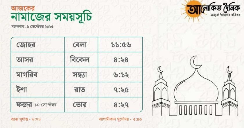 নামাজের সময়সূচি_০৯ সেপ্টেম্বর ২০২৫