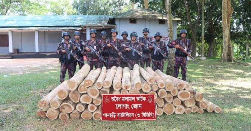 পানছড়িতে বিজিবির অভিযানে অবৈধ সেগুন কাঠ আটক