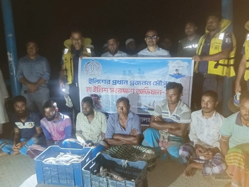 মানিকগঞ্জে মা ইলিশ রক্ষার্থে অভিযানে ৭ জেলে আটক