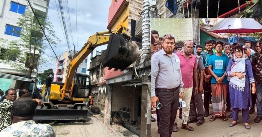খুলনায় অবৈধ স্থাপন অপসারণ অভিযান চালালো সিটি কর্পোরেশন