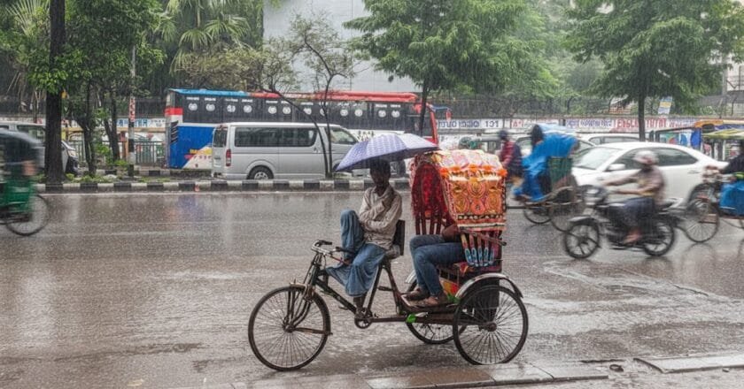 খুলনায় মধ্য কার্তিকের বৃষ্টিতে বিপর্যস্ত নগরজীবন