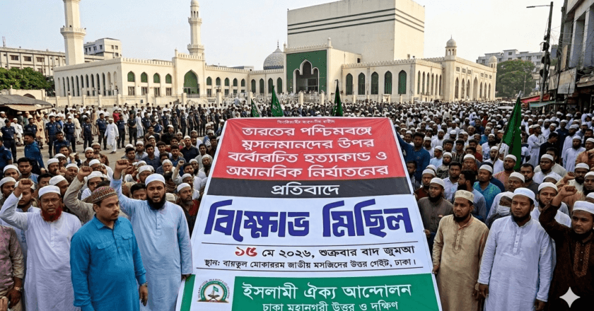 পশ্চিমবঙ্গে মুসলিম নির্যাতনের প্রতিবাদে শুক্রবার বায়তুল মোকাররমে বিক্ষোভের ডাক