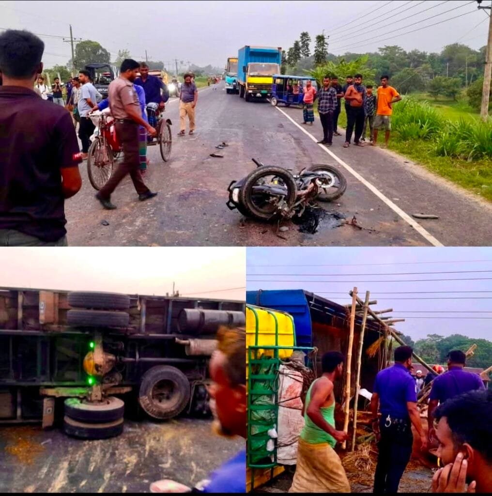 মানিকগঞ্জে গরুর ট্রাক–মোটরসাইকেলের মুখোমুখি সংঘর্ষে নিহত ১