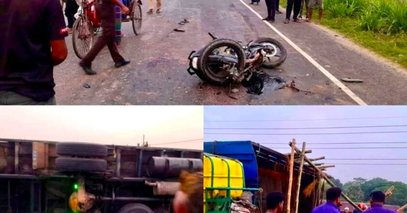 মানিকগঞ্জে গরুর ট্রাক–মোটরসাইকেলের মুখোমুখি সংঘর্ষে নিহত ১