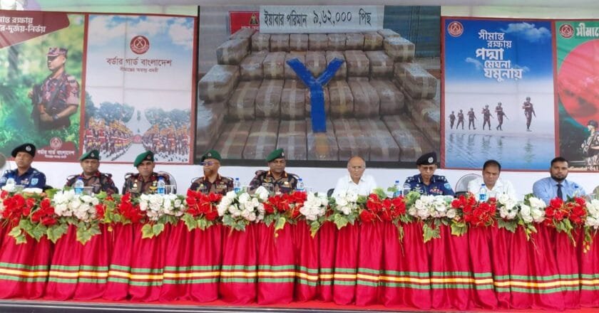 বিজিবি দিনাজপুর সেক্টরে বিপুল পরিমাণ মাদকদ্রব্য ধ্বংস