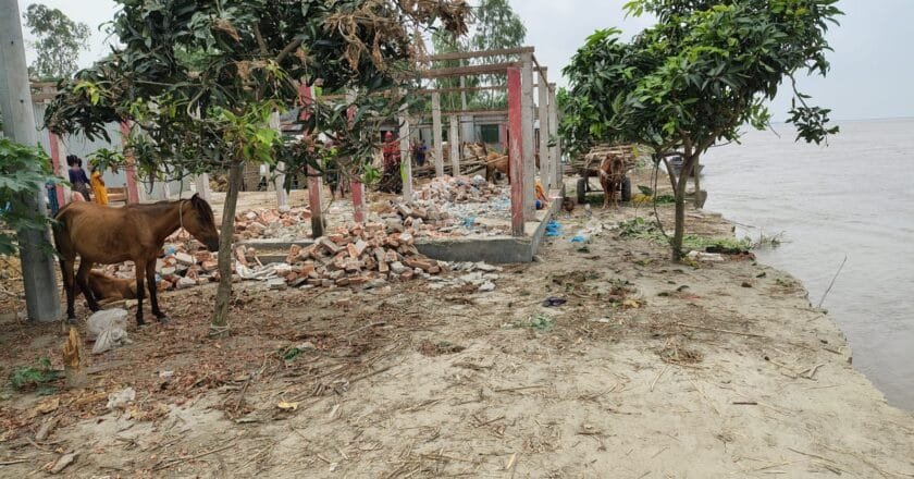 চিলমারীতে বিশারপাড়া আশ্রায়ন প্রকল্পটি ব্রহ্মপুত্রের ভাঙ্গনের কবলে