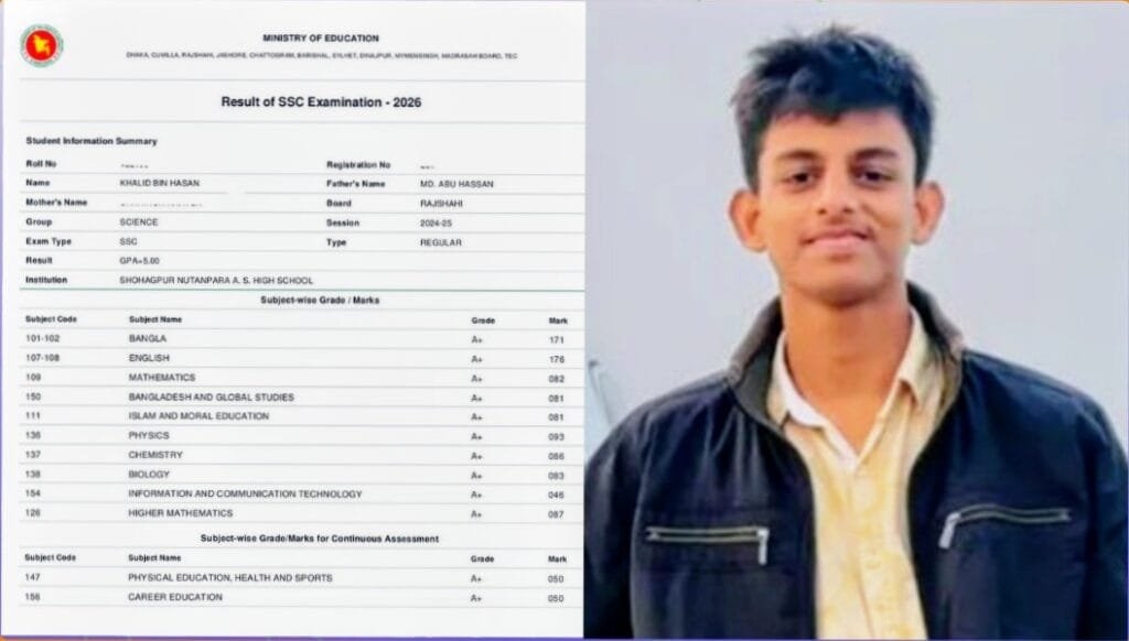 বেলকুচিতে এসএসসি পরীক্ষায় খালিদ বিন হাসানের গোল্ডেন জিপিএ-৫ অর্জন