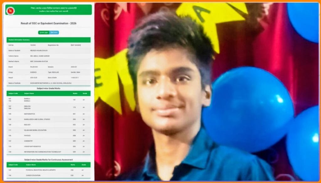 এসএসসিতে গোল্ডেন এ প্লাস পেল সেনভাঙ্গাবাড়ীর দুর্জয়